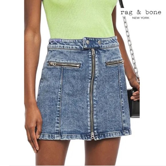 rag & bone Isabel Zip-up Denim Skirt - Picture 1 of 15